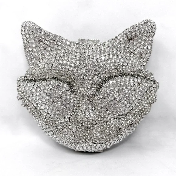 Roger Vivier Swarovski Crystal Embellished Fox Evening Clutch Purse Bag Rare Cat - Picture 1 of 16